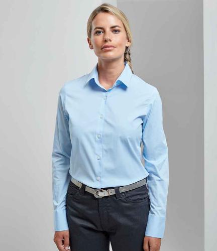 Premier Ladies Long Sleeve Stretch Fit Poplin Shirt - PAB - XL
